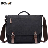retro canvas multifunction messenger shoulder bag solid briefcases suitcase card pocket for men women outdoor office bag xa288zc