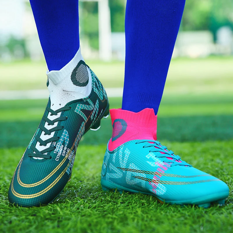 High quality Ankle Soccer Boots For Men Teenager Football Shoes Long Spikes Sneakers Men Cleats Football Training Futsal Shoes