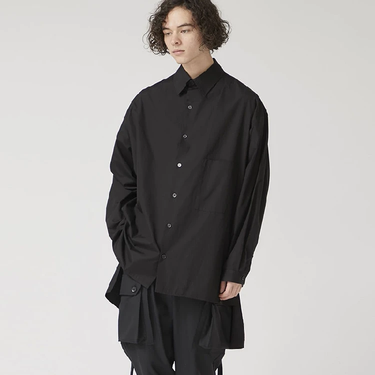 

Men's shirt short front and long back loose dark