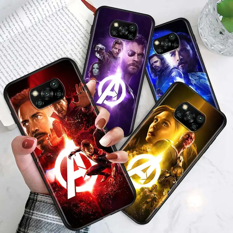 

Marvel hero colorful For Xiaomi Poco X3 NFC F3 GT X2 M3 M2 5G Pro Mi A3 Lite 9SE CC9 Soft Black Phone Case Cover Shell
