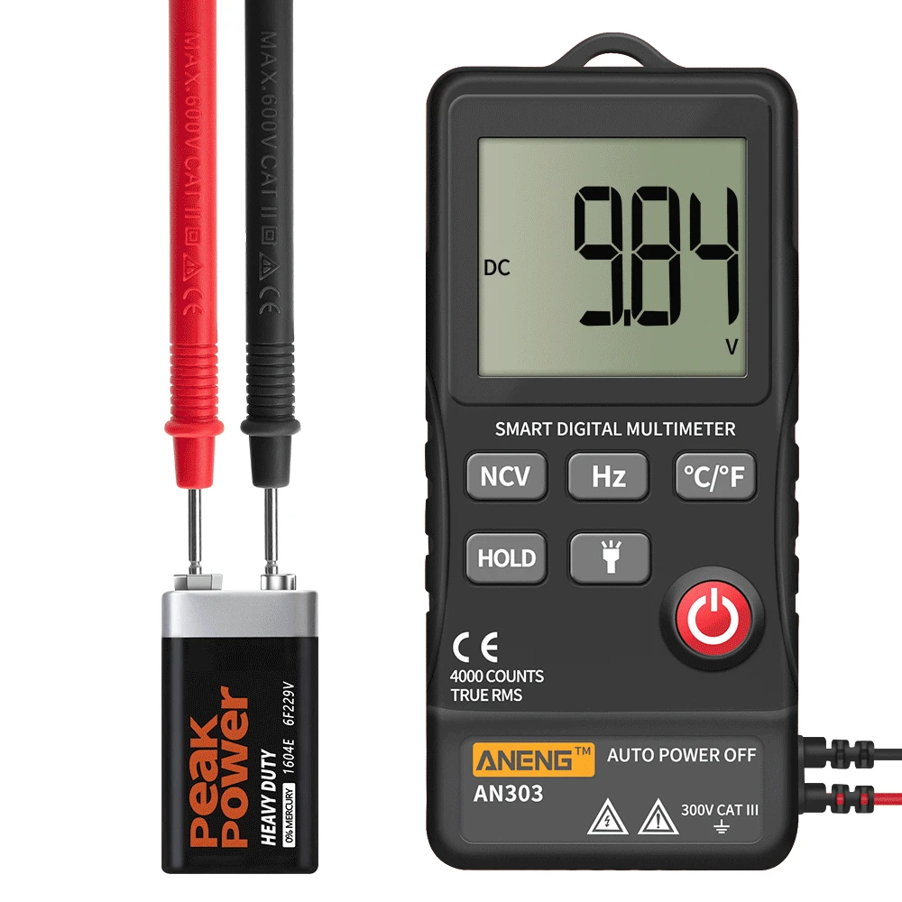 Цифровой мультиметр AN303 мини-вольтметр с функцией True Rms 4000 дисплеем DC/AC для