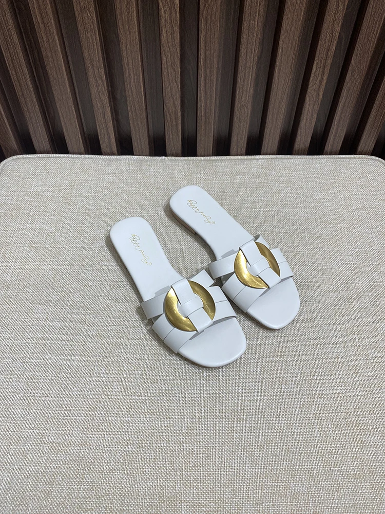 

Shoes For Girls Rubber Slippers Slides Fashion Slipers Women Rivet Lady Soft Luxury 2021 Flat Scandals Microfiber Metal Decorati