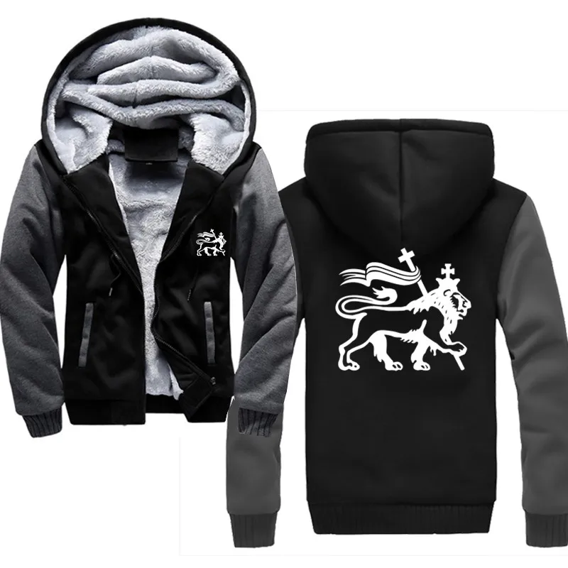 Rasta Lion Of Judah Classic Autumn Winter Sweatshirt For Men Thick Zipper Coat VIKINGS Harajuku Men's Jackets Hoodies Male | Мужская