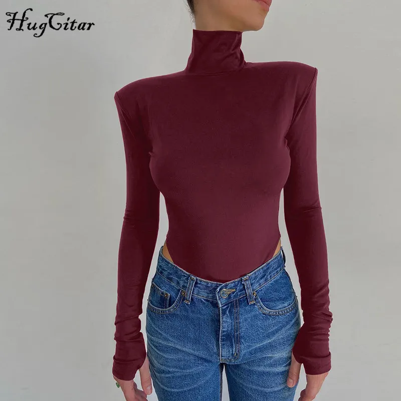 Женское однотонное боди с длинным рукавом и открытой спиной