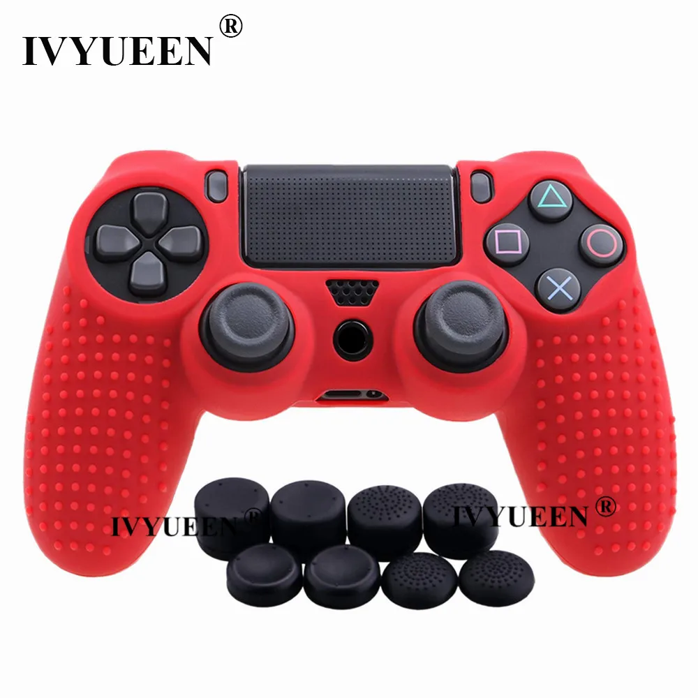 IVYUEEN 9 в 1 для Dualshock 4 PS4 Slim Pro контроллер Шипованная Кожа Премиум Защитный Противоскользящий Мягкий силиконовый чехол-накладка