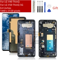 for lg v40 thinq v405 lcd display touch screen digitizer assembly for lg v50 5g thinq screen frame replacement repair parts 6 7