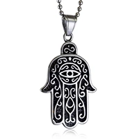 evil eye hamsa hand of fatima necklace stainless steel palm five fingers pendant for men women simple classic design jewelry