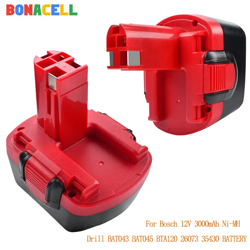 Bonacell 12В 3000 мАч Ni-MH аккумулятор для Bosch 12В дрель GSR 12 VE-2, GSB 12 VE-2, PSB 12 VE-2, BAT043 BAT045 BTA120 26073 35430