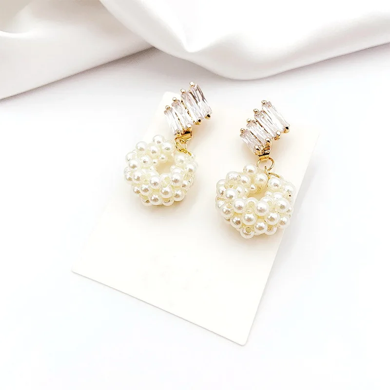 Серьги-гвоздики женские с жемчугом и цирконом 2020 | Украшения аксессуары