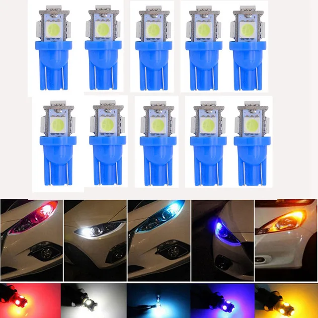 Crystal blue 10 шт. T10 W5W светодиодный светильник 5050 5 SMD 194 168 клиновидный внутренний индикатор бокового зазора для чтения задний фонарь Аксессуары для стайлинга автомобилей - Испускаемый цвет: Crystal blue