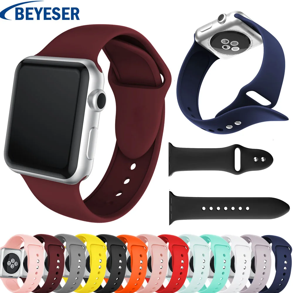 Силиконовый спортивный ремешок для Apple Watch band 5 38 мм 42 мм iWatch 4 band 44 мм 40 мм ремень браслет correa Apple watch 5 4 3 2 1 Аксессуары