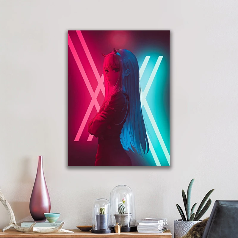 

Canvas Painting Zero Two 002 DARLING In The FRANXX Neon Anime Posters Wall Decor Wall Art Picture Room Decor Home Decor
