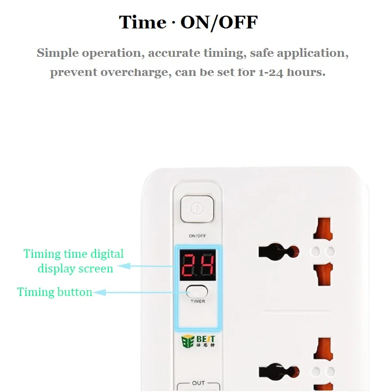 EU plug Smart Extension Socket Timer ON/OFF Surge Protector 3 AC Universal Outlet Power Strip 5USB 5V3.4A Quick charging | Обустройство