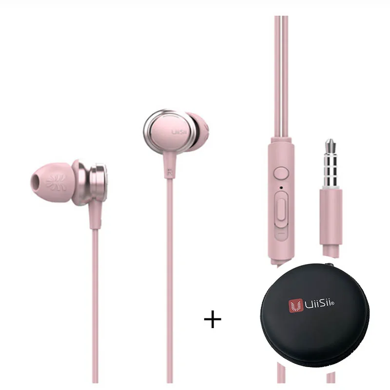Hm9 Pink And Box Uiisii HM9 сабвуфер-вкладыш с HIFI наушниками, динамические наушники с прямой подкладкой, 3,5 мм разъем стерео, для iPhone/huawei Mp3 - Цвет: Hm9 Pink And Box