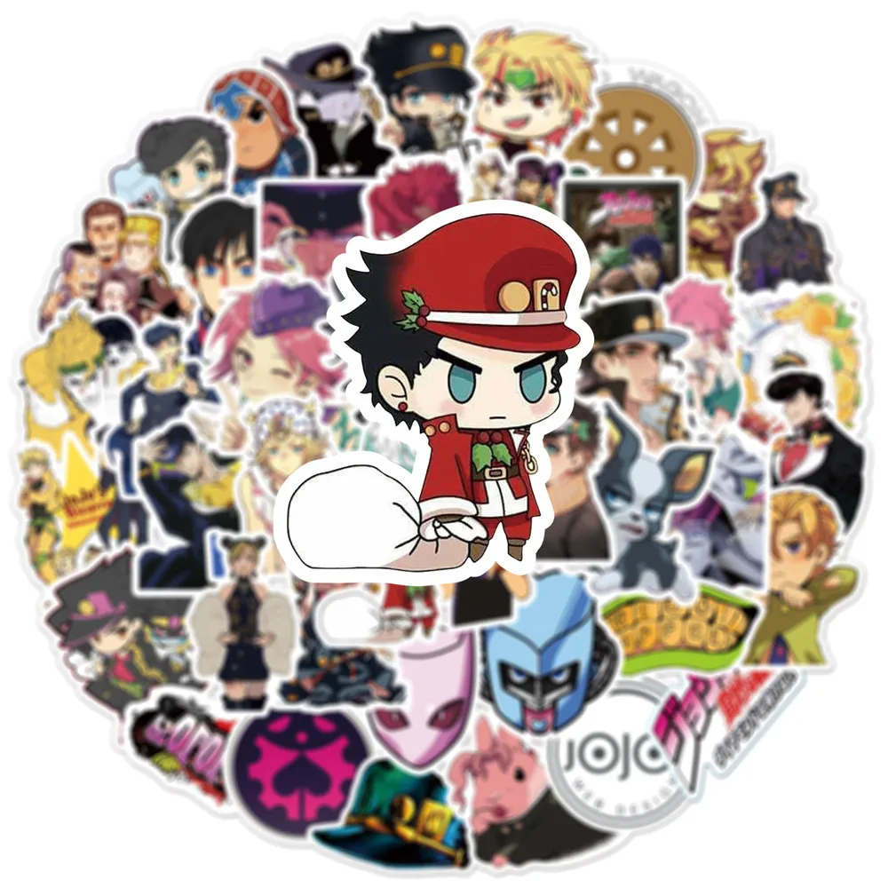 

50pcs/Pack JoJos Bizarre Adventure Anime Stickers Guitar Laptop Skateboard Luggage Waterproof PVC Graffiti Sticker Kid Keychain