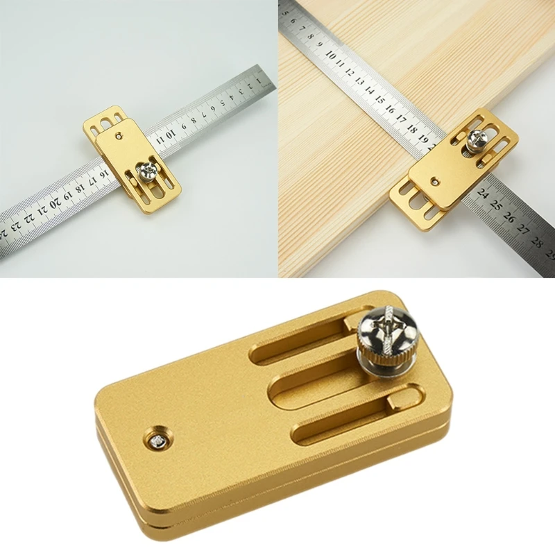 

Woodworking Scribing Tool Steel Ruler Positioning Block Crossed-Out Drawing Tool N1HF