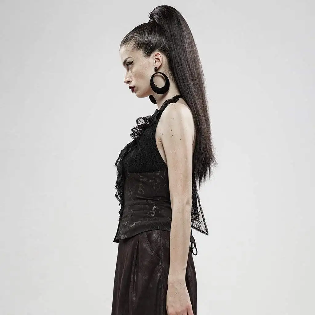 Панк Rave женские готические цветочные с v-образным вырезом кружевные жилеты WY-1136MJF