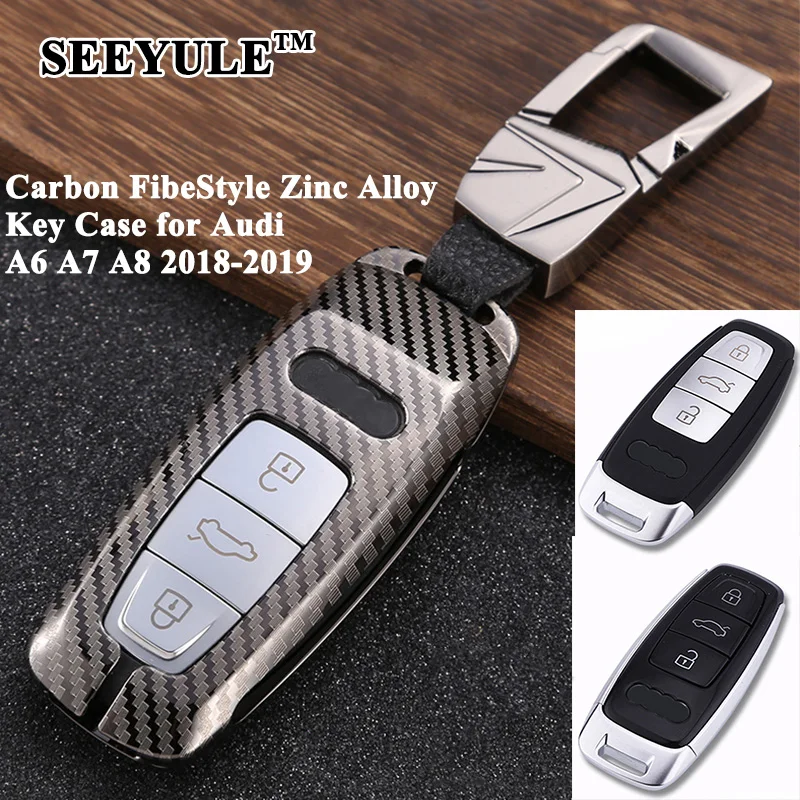 

1 шт. SEEYULE чехол для автомобильного ключа из углеродного волокна, чехол для ключа, протектор корпуса, аксессуары для стайлинга для Audi A6 C8 A7 A8 ...