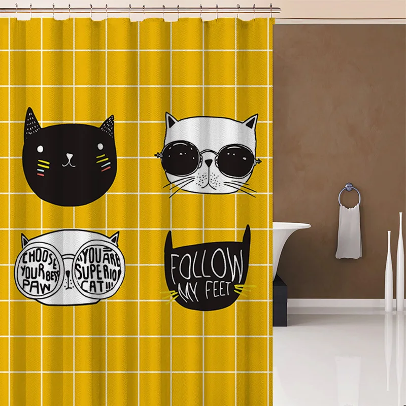 Желтая простая занавеска для ванной водостойкая полиэфирная душа градиентный