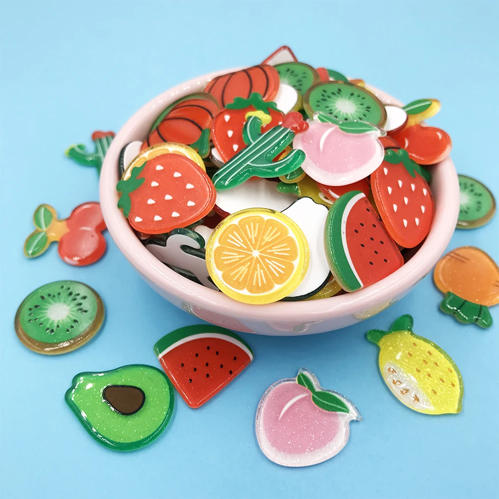 20 шт. смешанные имитации фруктов плоский полимер мультяшный блеск лимон киви