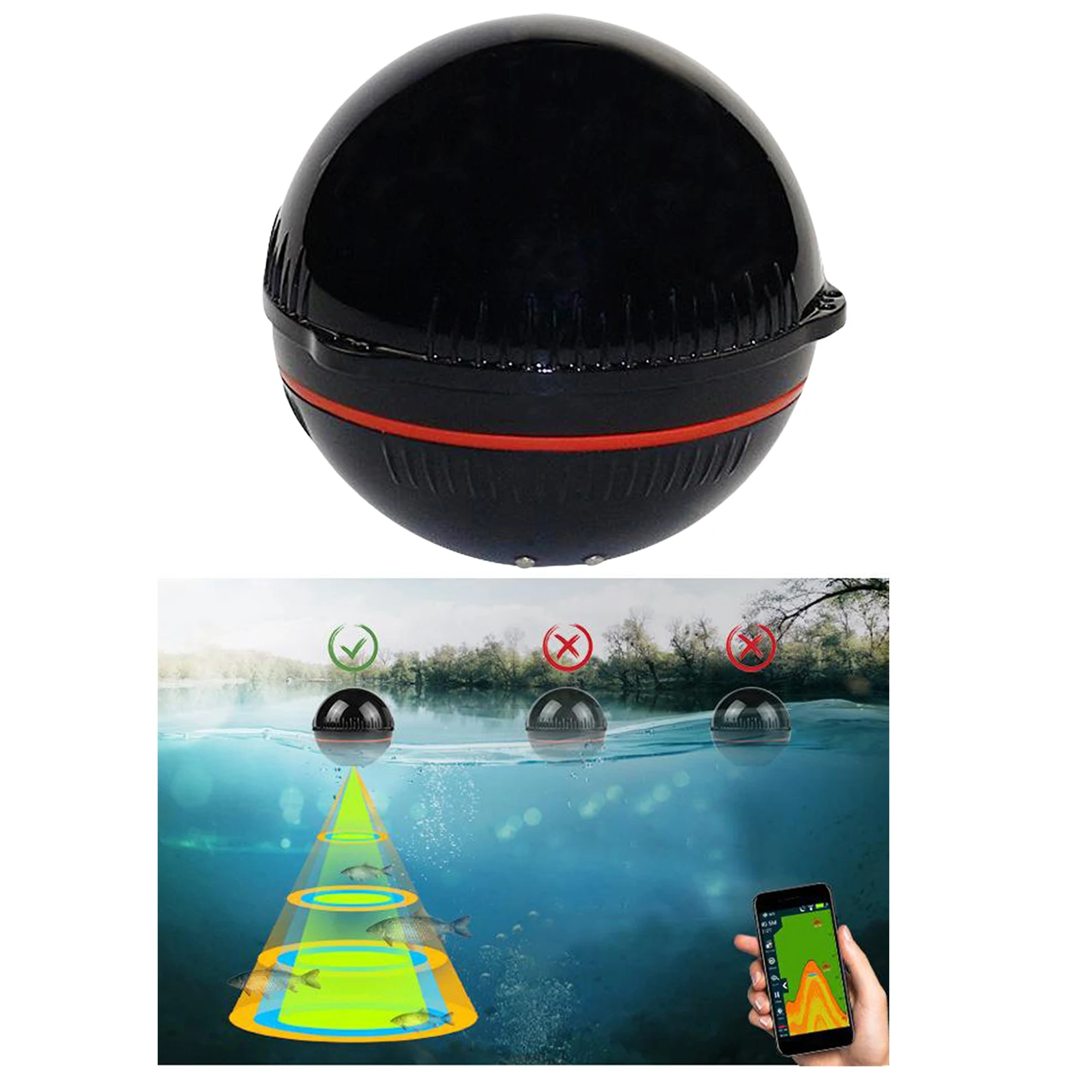 

125kHZ Wireless Bluetooth Fish Finder 2.6 - 157ft Depth Detect