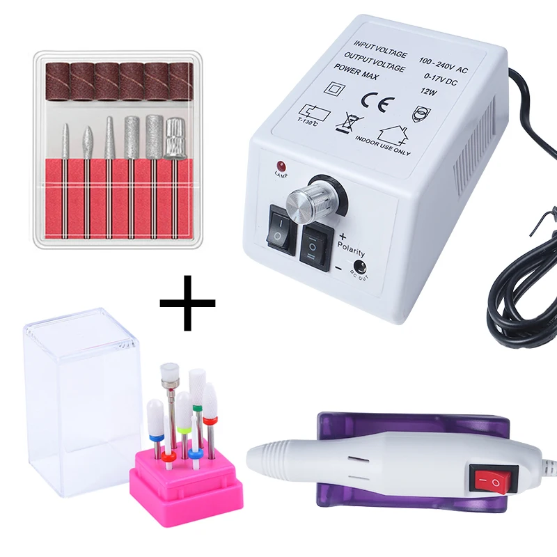 

Professional Manicure Machine Set Electric Nail Drill Bits Milling Cutter Nail Art Sanding File With 7pcs Ceramic Cutter Remover