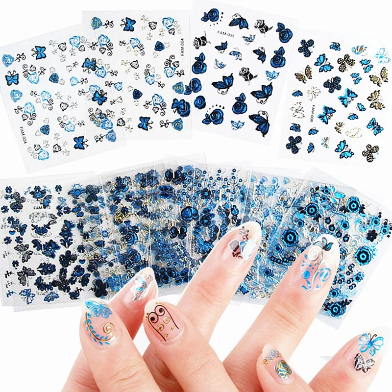 

Adhesive Sliders Nail Sticker Colorful 3D Laser Holographic Butterflies Decal DIY Nail Transfer Sticker Nail Art Decorations