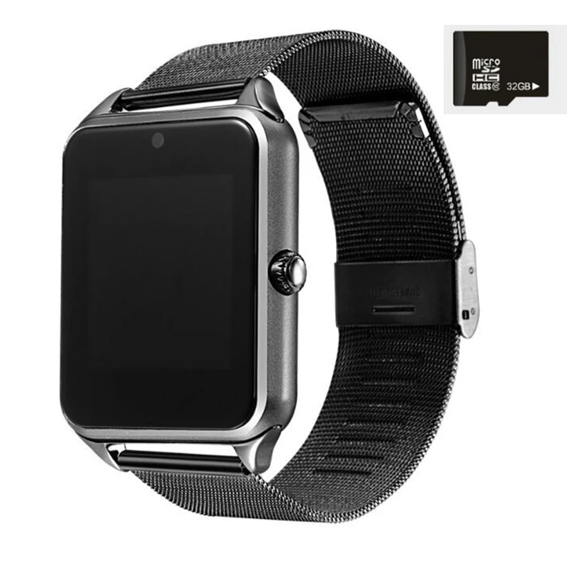 BK with 32G TF card Z60 Смарт-часы GT08 плюс металлический ремешок Поддержка камеры SIM TF карта Bluetooth Совместимость Android PK Y1 S8 X7D DZ09 V8 Часы 1yw - Цвет: BK with 32G TF card