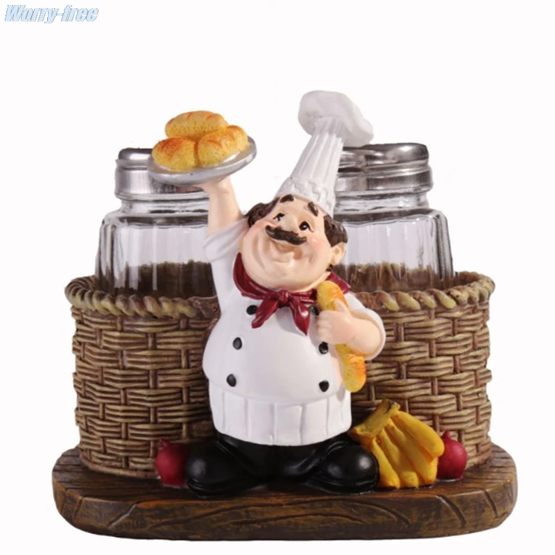 Милая Статуэтка шеф-повара подставка для соли и перца кухонные украшения