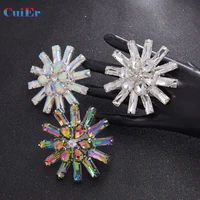 6 6cm fashion geometric rhinestones bling bling sun big ring for women girls bright glass crystal jewelry bridal accessories