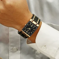 2021 classic design watch for men gold quartz wrist watches wwoor top brand luxury fashion square full steel waterproof relogios