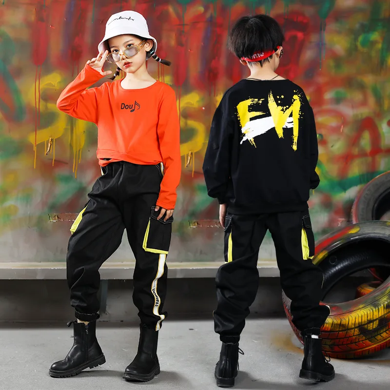 

Детская одежда в стиле хип-хоп, толстовка, футболка с длинным рукавом, тактические брюки-карго для девочек и мальчиков, костюм для дрыщей, дж...