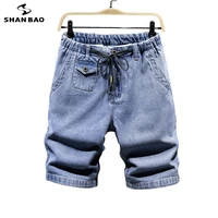 2021 summer straight loose lightweight denim shorts classic style pocket elastic waist mens large size thin jeans 5xl 6xl 7xl