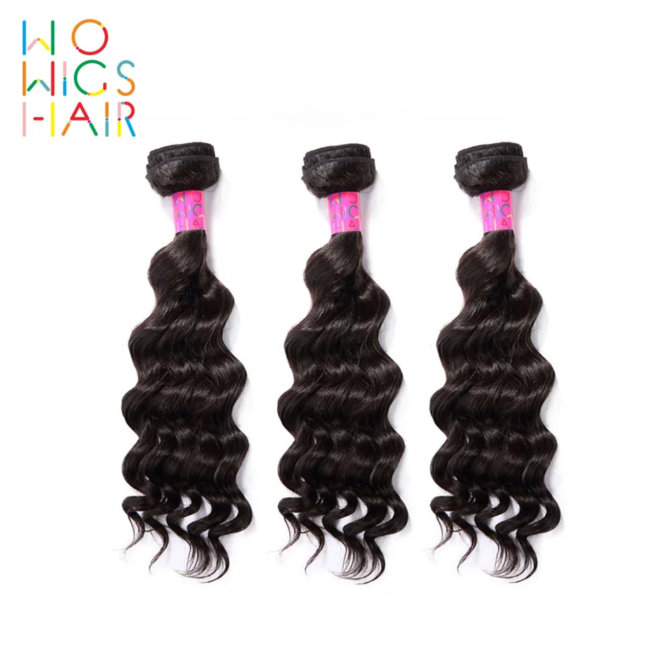 

WoWigs Hair Brazilian Deep Wave 3 PCS Lot 100% Human Hair Free Shipping Natural Color Hair Extensions