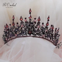 peorchid black crown bride headband princess tiara headband wedding headpieces bridal hair jewelry acessorios para noiva
