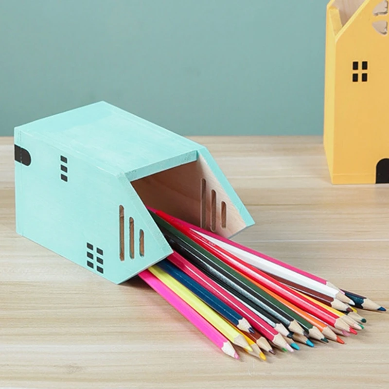 

Desktop Sundries Storage Box Cartoon House-like Organizer Holder Large Capacity Stationery Display Holder Rack for Desk