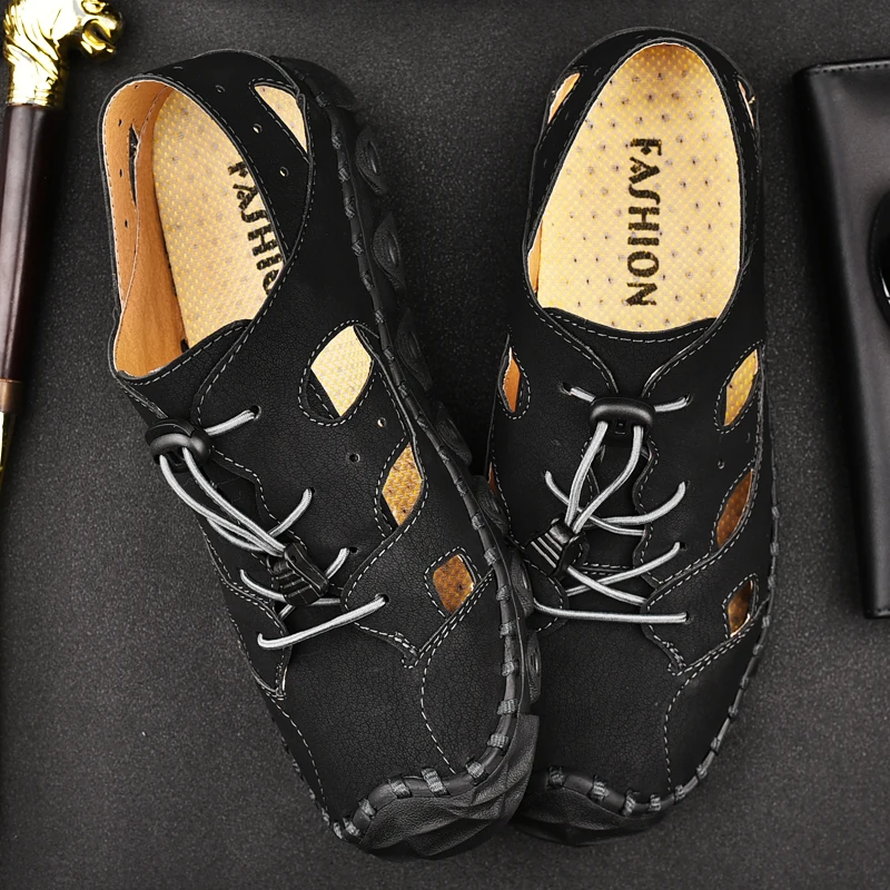 

Sandals For Men Leather Sandals Men Men's Roman Summer Rubber Trekking Sandel For Beach Outdoor Man 2019 Mens Casual