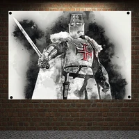 knights templar armor posters mural wallpaper wall decor vintage crusader banners flag wall hanging wall sticker home decoration