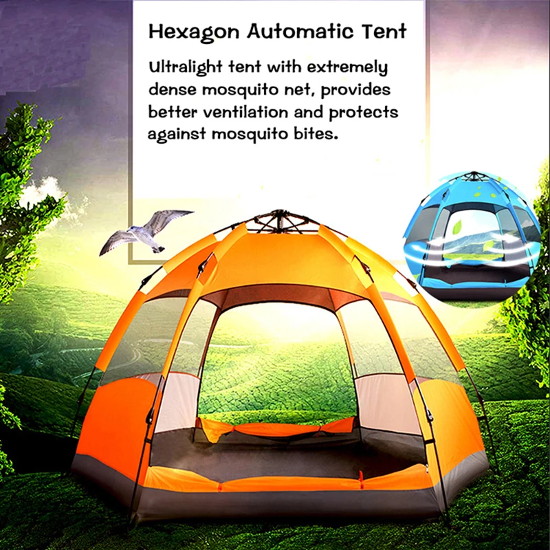 Палатка походная автоматическая непромокаемая на 3-8 человек Всесезонная для