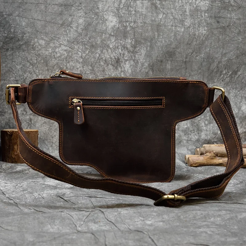 MAHEU Мужская поясная сумка кожаная нагрудная многофункциональные поясные сумки