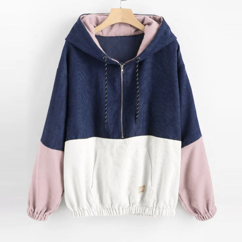 Женская толстовка с капюшоном кофта длинными рукавами и карманами на молнии в