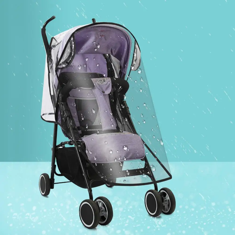 

Stroller Waterproof Rain Cover Transparent Wind Dust Shield Zipper Open Raincoat