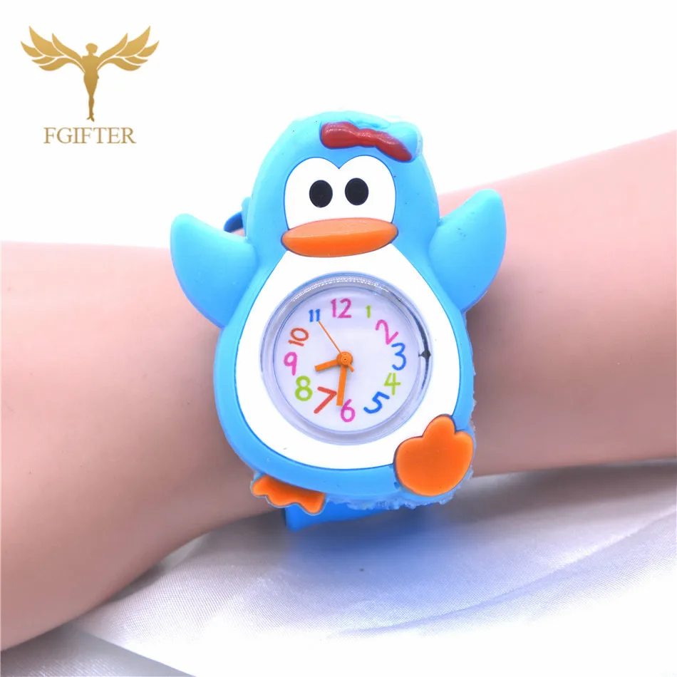 penguin Watches Детские часы для девочек, Мультяшные кварцевые часы в стиле принцессы, милые резиновые часы, детские игрушки, Рождественский год, подарок для детей - Цвет: penguin Watches