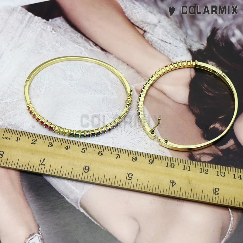 

4 PIECES Rainbow zircon Cuff bangle for women fashion jewelry zircon accessories bracelets 51138