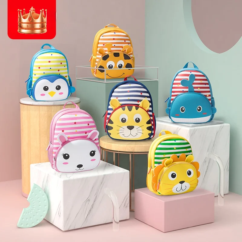 2021 New 3D Animal Children Backpacks Brand Design Girl Boys Backpack Toddler Kids Neoprene School Bags Kindergarten Cartoon Bag