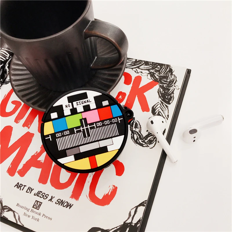 3D TV цветной экран без сигнала силиконовый чехол для наушников AirPods 1 2 Bluetooth