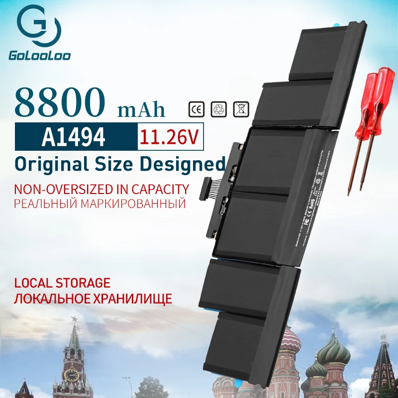 Golooloo 8800 мАч A1494 батарея для ноутбука Apple Macbook Pro 1" A1398 retina Late 2013& Mid ME293 ME294 Srewdriver батарея