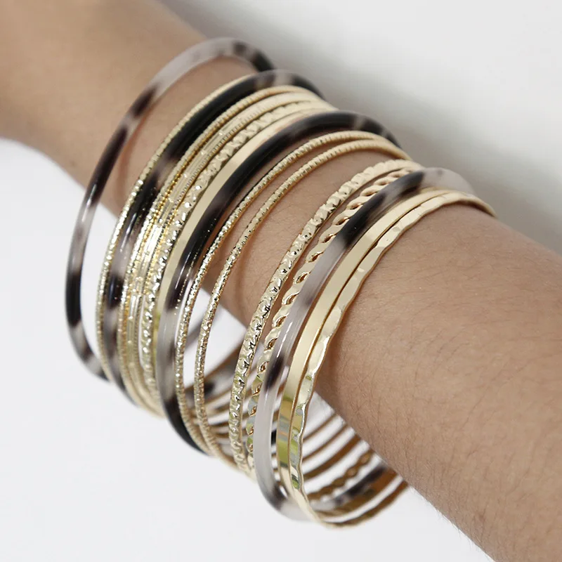 Винтажные круглые Многослойные браслеты из сплава женские ацетата акриловый