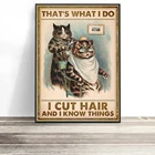 Постер с изображением кошки и животных, Картина на холсте, забавное настенное искусство, Высококачественная мультяшная картина, украшение для салона красоты, парикмахерской
