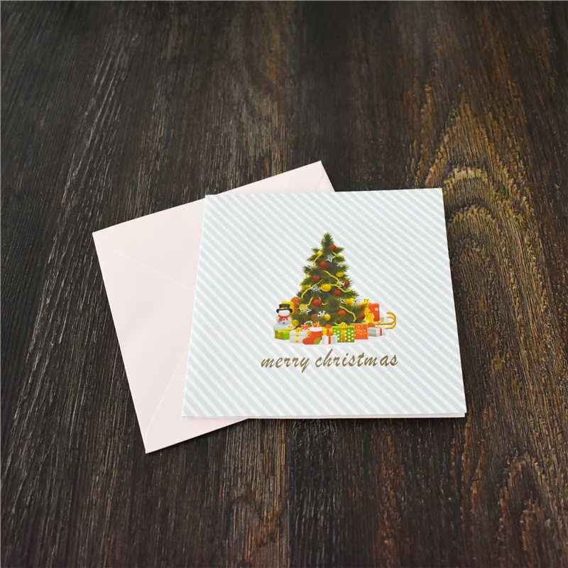 10 упаковок рождественских открыток открытки со всплывающей елкой и наклейкой